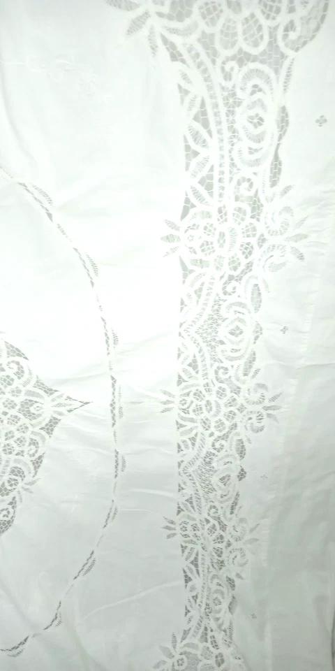 Battenburg Lace Tablecloth Paper White Banquet Large Cotton Linen 103"X81" - Image 4 of 4