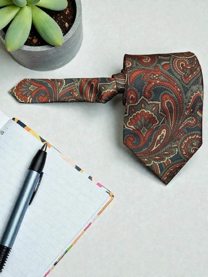 Vintage Classic Oleg Cassini Silk Paisley Necktie - Image 2 of 4