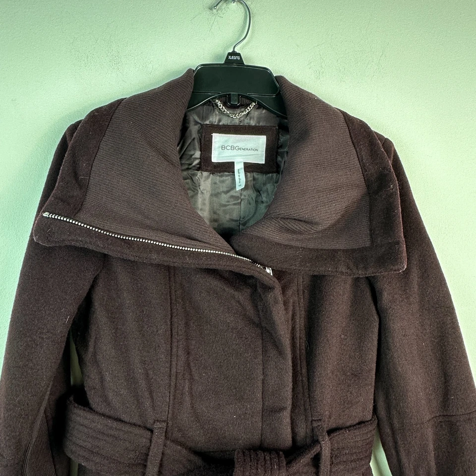 BCBGeneration Womens XS Burgundy Zip Up Mid Thigh Length Coat NWT CS13 - Image 2 of 4