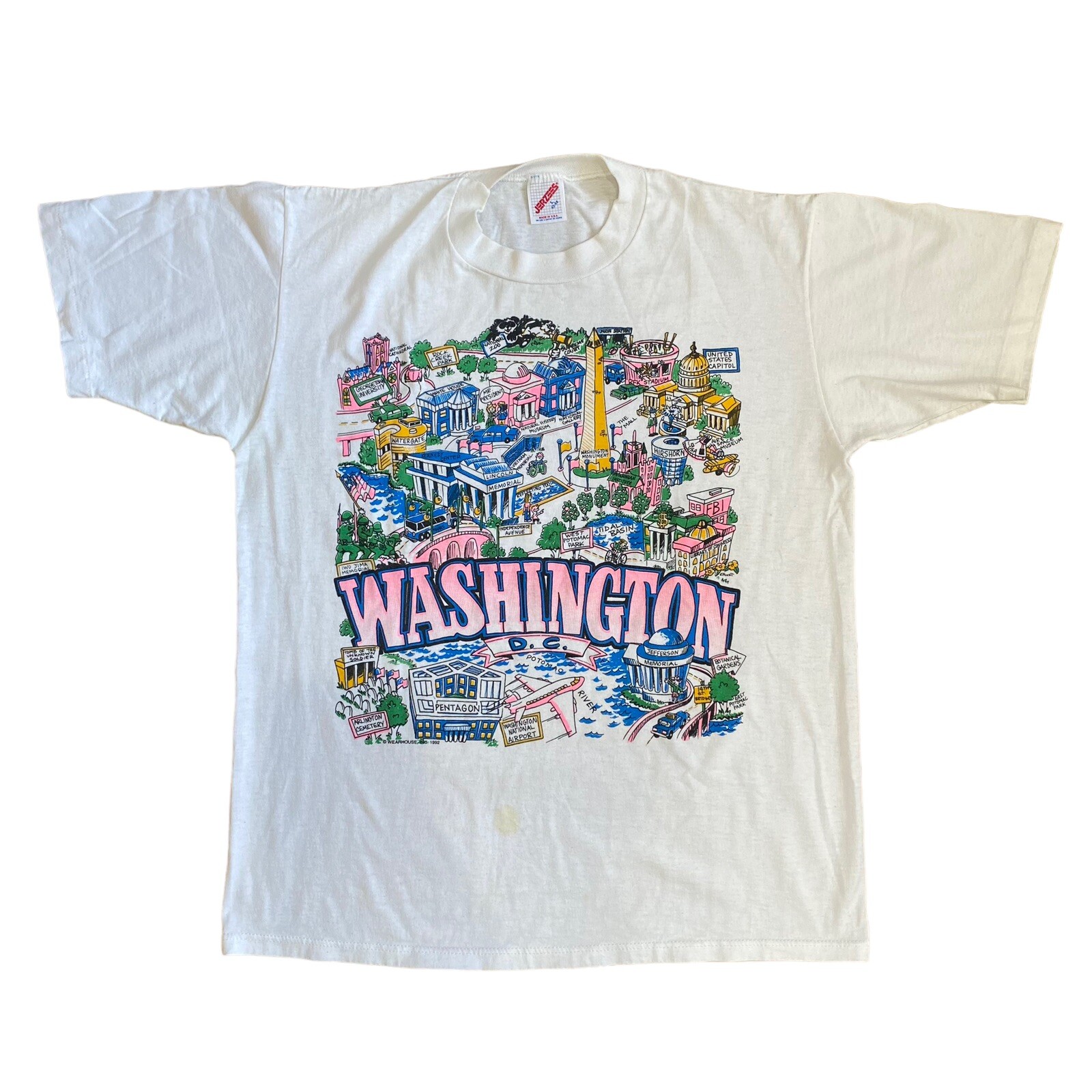 Vintage 1992 Washington DC Graphic Tee Shirt size L 42-44 Single Stitch ...