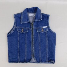 Vintage Cherokee Girl's Zip-Front Denim Vest - 10-12 Large 7027
