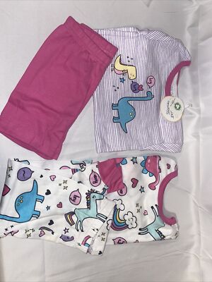 Little Star Organic 18M Baby Girl 2-pack Pajamas-2 Shirts 1 Shorts, 1 Pants  NWT