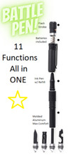 TAC BATTLE PEN 11 in 1 Multi-tool FIRESTARTER Flintstone Knife Strobe whistle