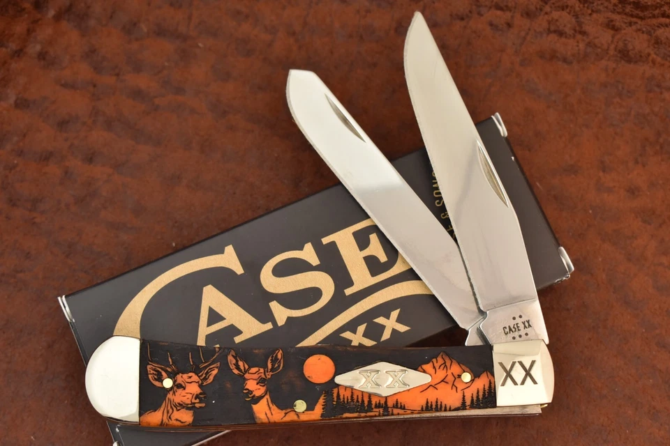 CUCHILLO TRAMPERO TAMAÑO COMPLETO CASE XX EE. UU. HUESO NARANJA LISO THE RUT CIERVOS CAZADOR 6254 Foto 3 de 4
