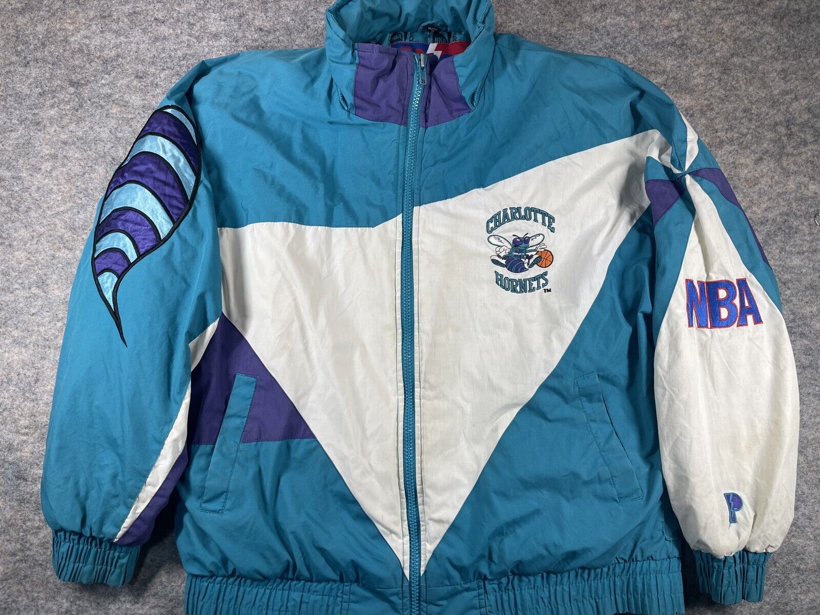 Pro Standard Women's Charlotte Hornets Denim Varsity Bomber Jacket