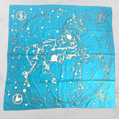 HERMES Carre 90 CHEVAL FUSION Silk Scarf Blue Japan [Used] | eBay