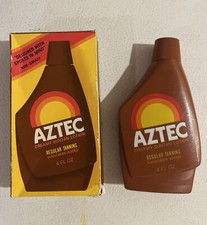 Vintage 1970s Aztec Sun Tan Lotion Plastic Ta...