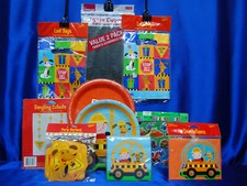 Construction Party Set  11 Napkins Plates Invites Loot Bags Dangling Decoration