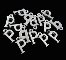 BULK 30 Letter P Alphabet Charms Silver Plated - SC2351