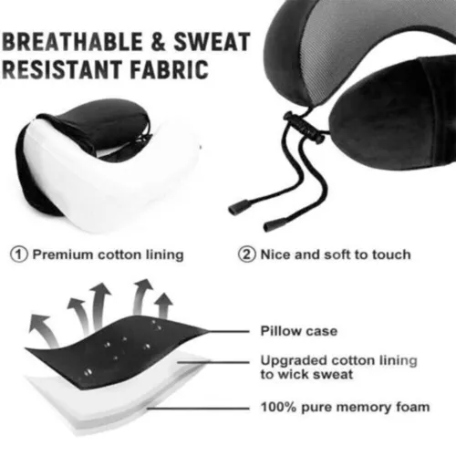 New Memory Foam U Shaped Travel Pillow Neck Support Soft Head Rest Car Plane A - Picture 7 of 24
