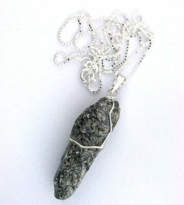 Alluvial Kyanit Glimmer Kristall Draht umwickelt Sterling Kristall Anhänger Kette ES4969