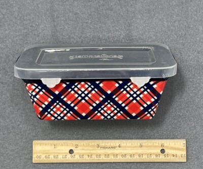 Temptations by Tara Plaid 12 oz Ceramic Mini Bread Loaf Pan 973196 w/ Lid