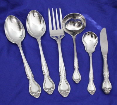 SET 6 PIECE SERVING SET International Silver Lyon QUEEN'S FANCY'' EXCELLENT