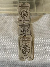 Chuck E Cheese ShowBiz Pizza Place Lot Of 3 Big C Point Tickets Vtg 1980's