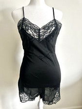 Vintage Lingerie Nylon Black Tailored Lace Teddy Size 32 Rare XS