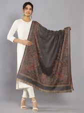 Gray Paisley Winter Cashmere Wool Shawl Wrap Women Large Pashmina Throw 80"