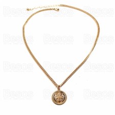 F21 MINI MEDALLION pendant GOLD TONE 15"CHAIN leo lion head necklace UK GIFT