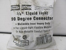 HUBBELL LIQUID TIGHT 90 DEGREE CONNECTOR 3423-8 3/4" NEW
