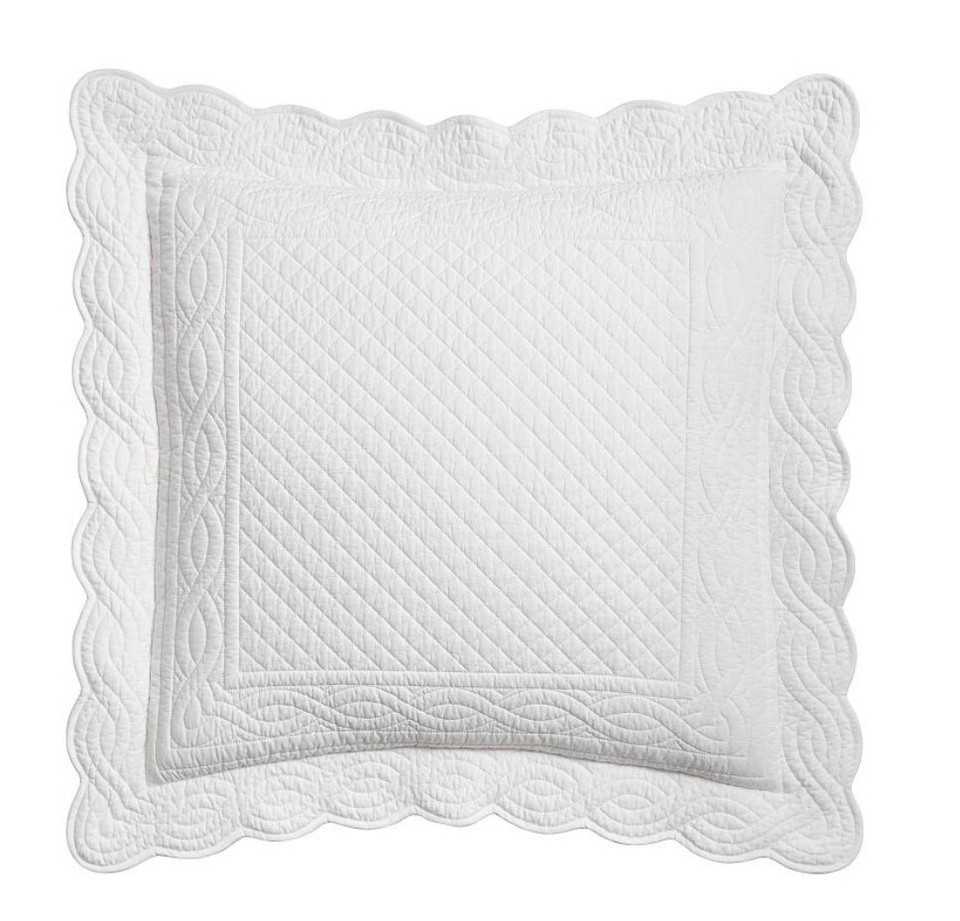Pottery Barn HEIRLOOM SCALLOPED QUILTED Euro Shams Set of Two White