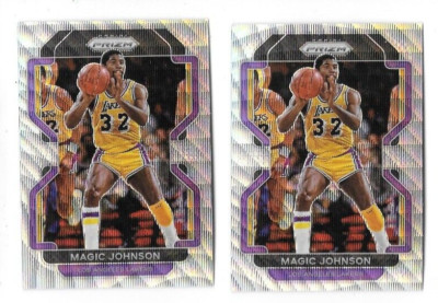 2021-22 PRIZM MAGIC JOHNSON #248 SILVER WAVE PARALLEL LOT OF 2,LAKERS