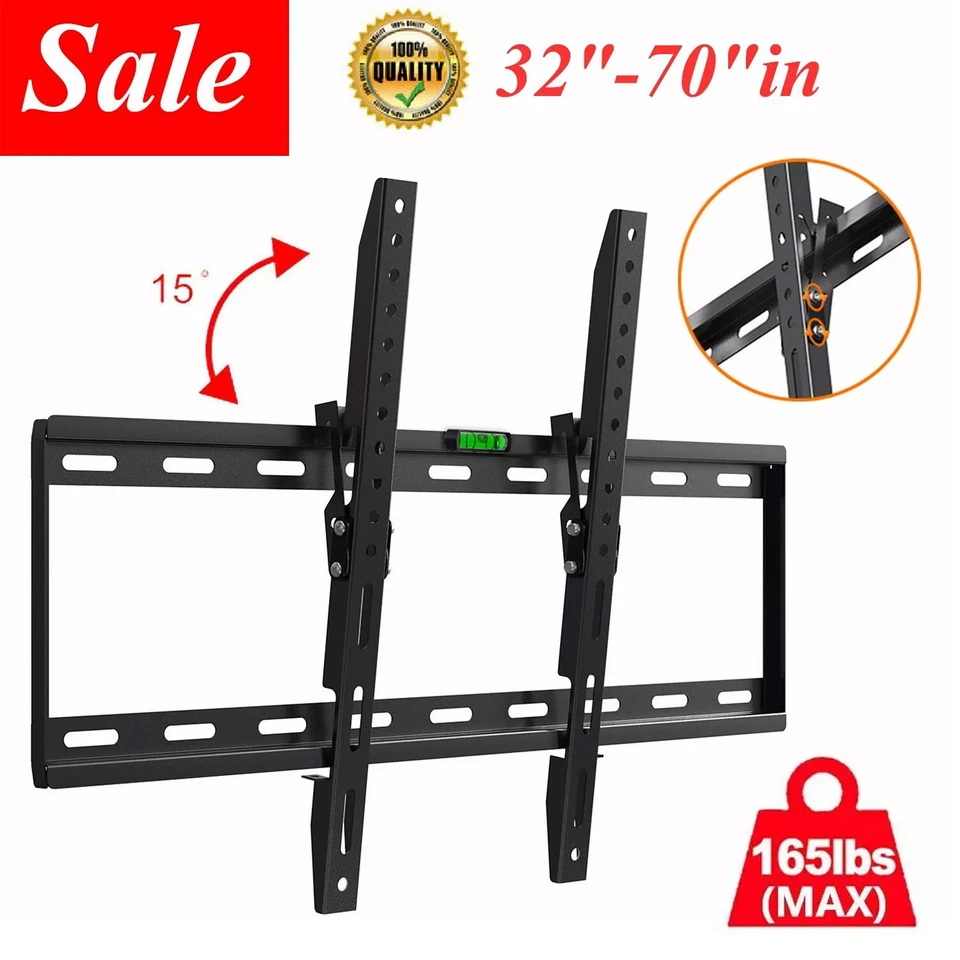 Soporte de montaje en pared para TV plana inclinación 20° giratorio para 32"37"42"47"50"55"60"65"70" pulgadas Foto 2 de 4