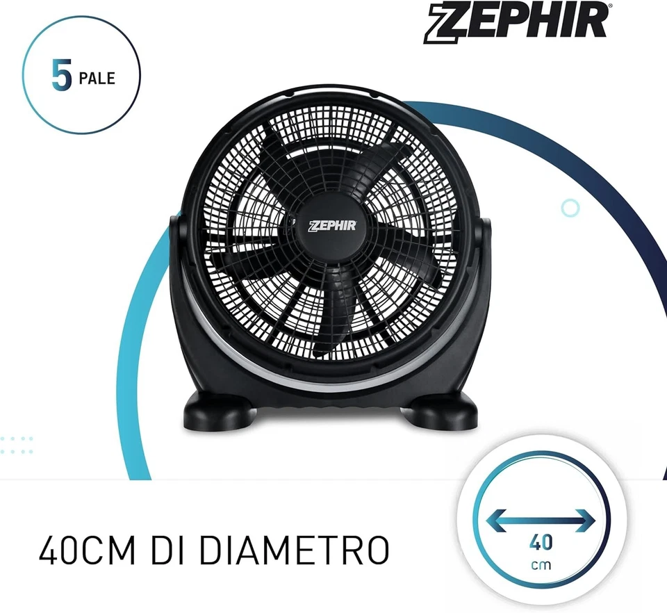 Ventilatore da Pavimento e Parete Terra Silenzioso Potente Tavolo Zephir zbf04cm - Immagine 3 di 4