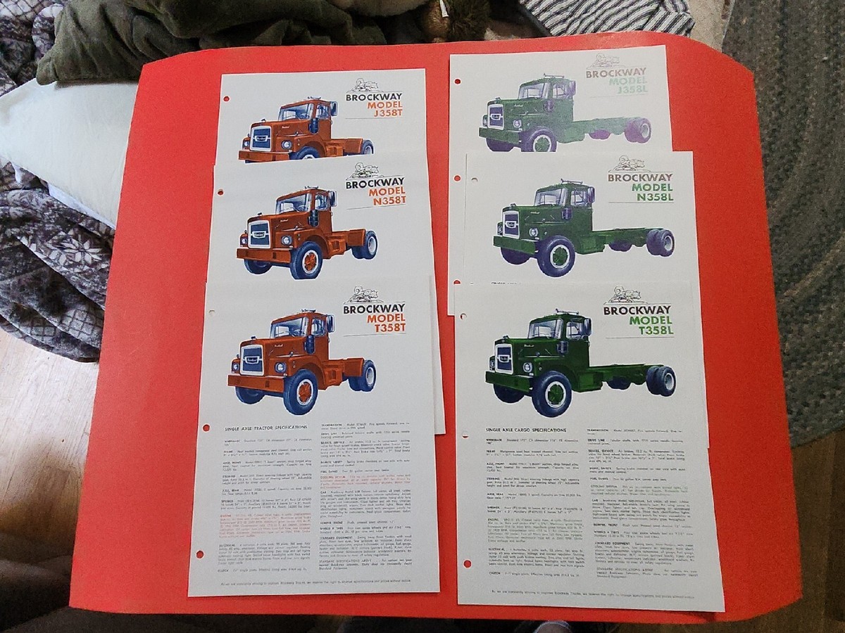 6 1972 Brockway Trucks Brochures Lot 358 Series Single Axle