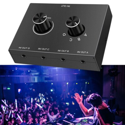3.5mm Audio Switcher Switch Stereo Headphone Speaker Splitter Selector Box 4 Way