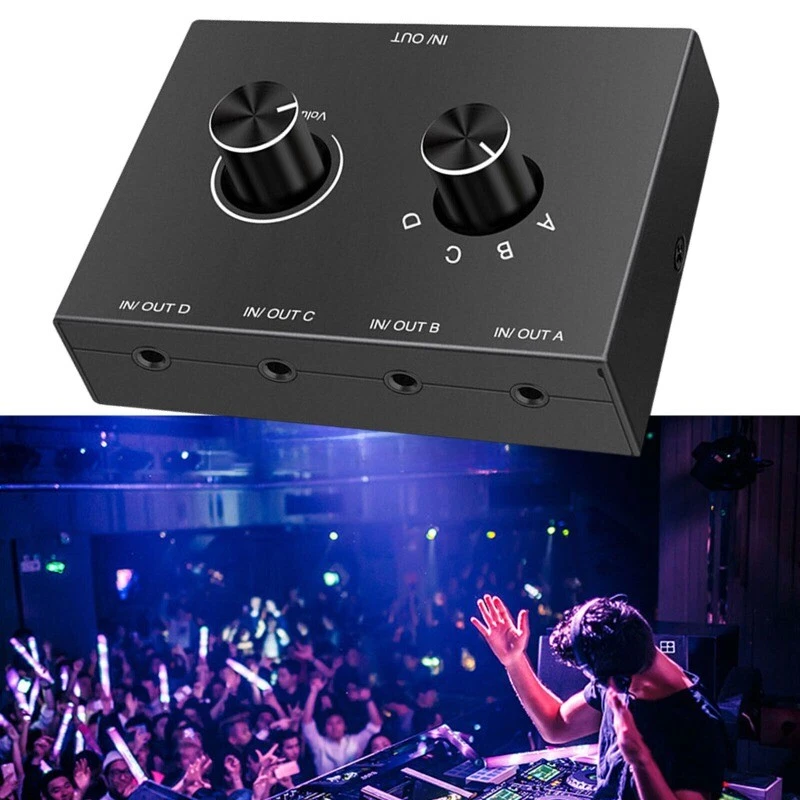 3.5mm Audio Switcher Switch Stereo Headphone Speaker Splitter Selector Box 4 Way - Image 2 of 4