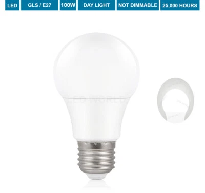 BEST GLS Screw 100W Daylight LED GLS Bulbs 13W/16W = 100W ES E27 6500K Long Life