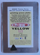 1/1 Damion Easley 2005 Topps Total Yellow Printing Plate #177 Florida Marlins