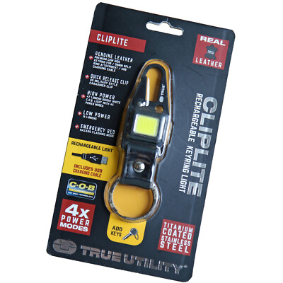 TRUE UTILITIY ''Cliplite'' LED Schlüsselbund Lampe an Karabiner + Micro USB-Kabel