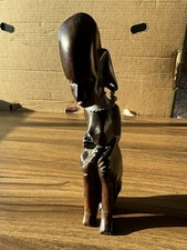 East African Tribal Hardwood Carved Figure Woman Sitting With Baby  19cm