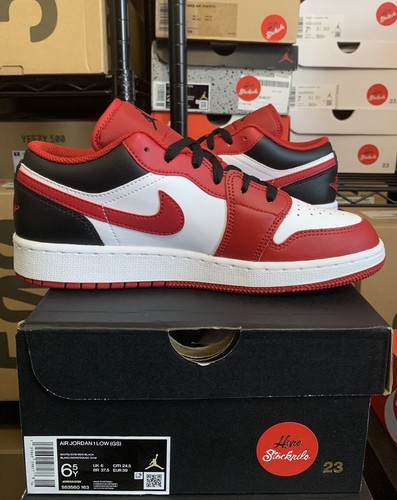 Nike Air Jordan 1 Low Bulls Black Red White Shoes GS Men 553560-163 553558-163 | eBay