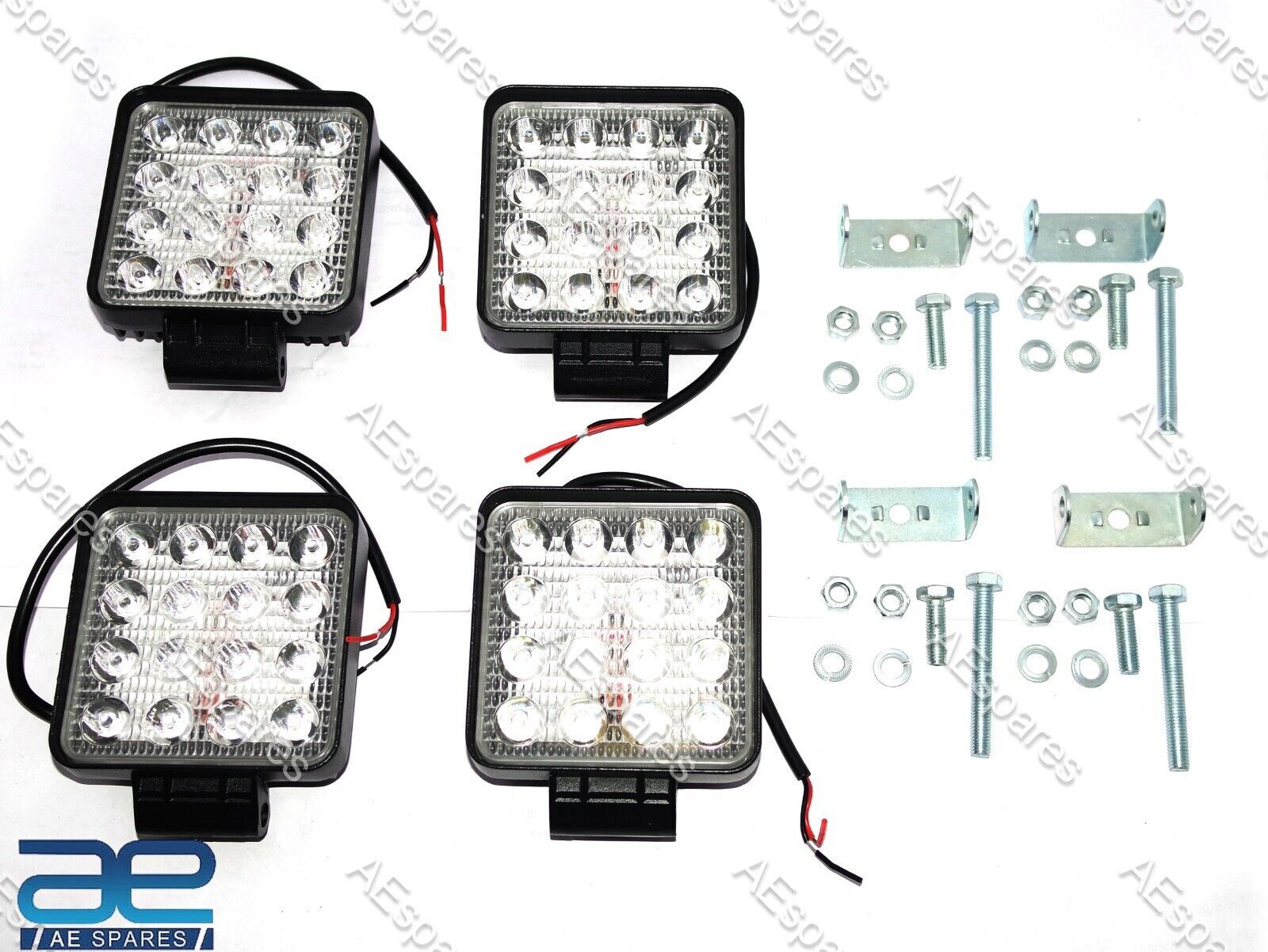 4x 48w 10-30V DC LED Work Spot Beam Lamps For Massey Ferguson JCB