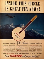 1943 Eversharp “Fifth Avenue” Pen Print Ad, WW2 Era War Plane Illustration
