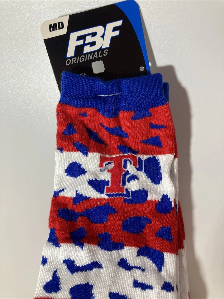 FBF Sportswear Texas Rangers MLB Crew Socks Blue/white/red Size M 5-10 - Image 2 of 3