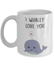 Whale Pun Mug - I Whaley Love You - Funny Tea Hot Cocoa Coffee Cup - Novelty...
