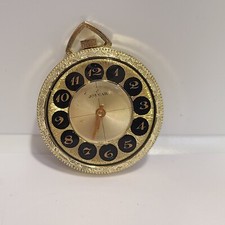 Vintage Goldtone Josmar 1.5" Watch Pendant One Jewel Swiss Made Manual Wind