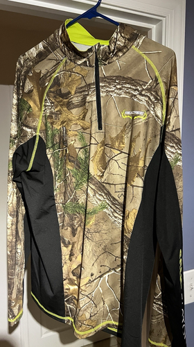 Camo Shirt Sz L Realtree Scent Factor Hunting 1/4 Zip Poly & Spandex - Foto 2 di 10