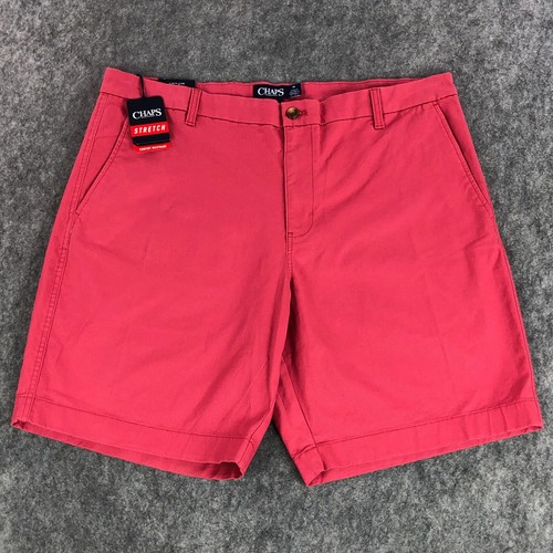 NEW Chaps Mens Shorts 38 Pink Flat Front Stretch Comfort Waistband High Waist