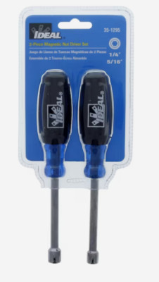 Ideal 35-1295 2-Piece Magnetic Nut Driver Set 1/4'', 5/16'' NEW!