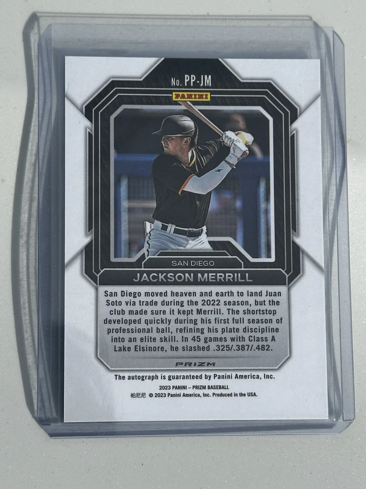 JACKSON MERRILL 2023 Panini Prizm Penmanship Green Ice Autograph Auto #PP-JM - Image 2 of 2