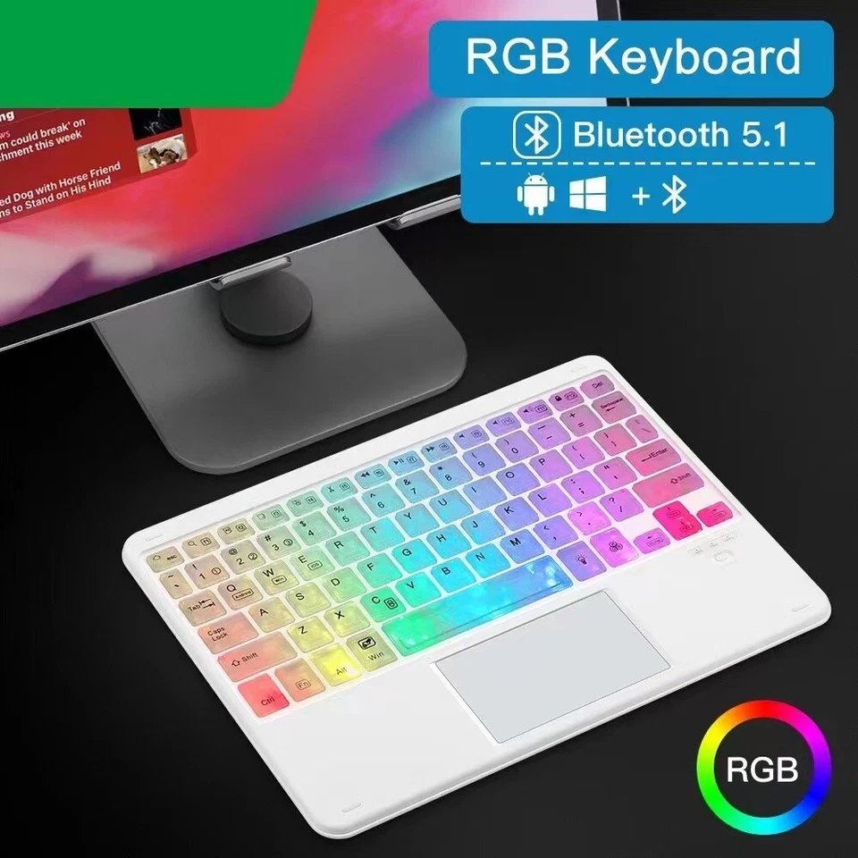 Rechargeable Wireless Bluetooth keyboard With touchpad RGB Backlight ultrathin - Image 3 of 4