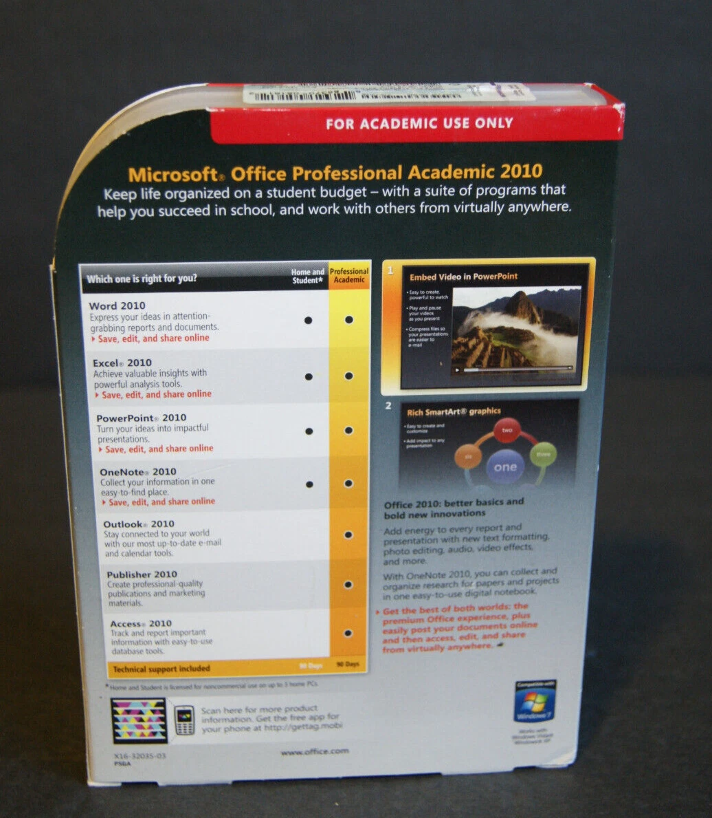 Microsoft Office Professional Academic 2010 Dvd W/ Product Key Ms Pro  T6D-00123 | Ebay