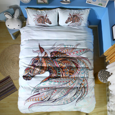 3D Horse Abstract Line Art Pattern Quilt Cover Set Bedding Sets Pillowcases 64