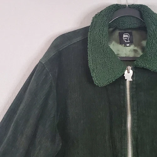 Brain Dead Cord Goose Jacket Green Corduroy Full Zip Winter Coat Fleece Sz M image 6