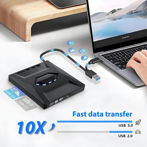 Unità CD DVD esterna per PC portatile Windows 11/10 masterizzatore USB 3.0 lettore scrittore - Foto 14 di 19