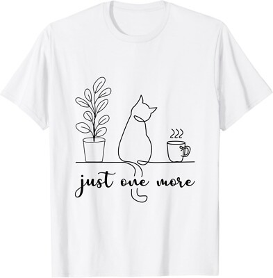 Just One More Coffee Plant Cat Lineart for Coffee Cat Lover Gift Unisex T-Shirt