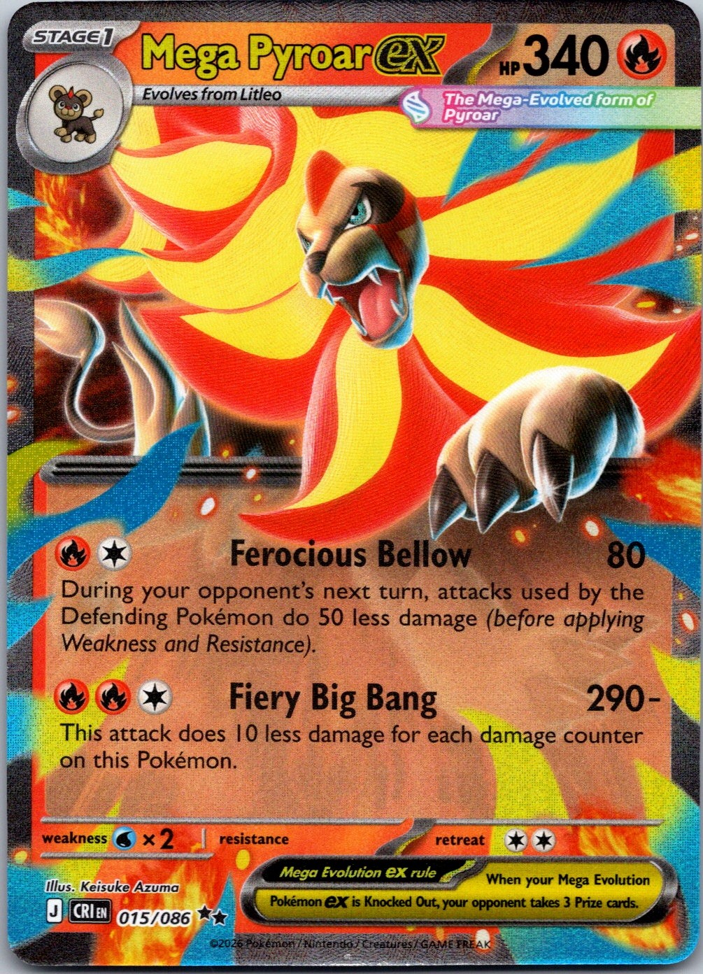 Pokemon Mega Pyroar ex Holofoil [CRI - 015/086] NM